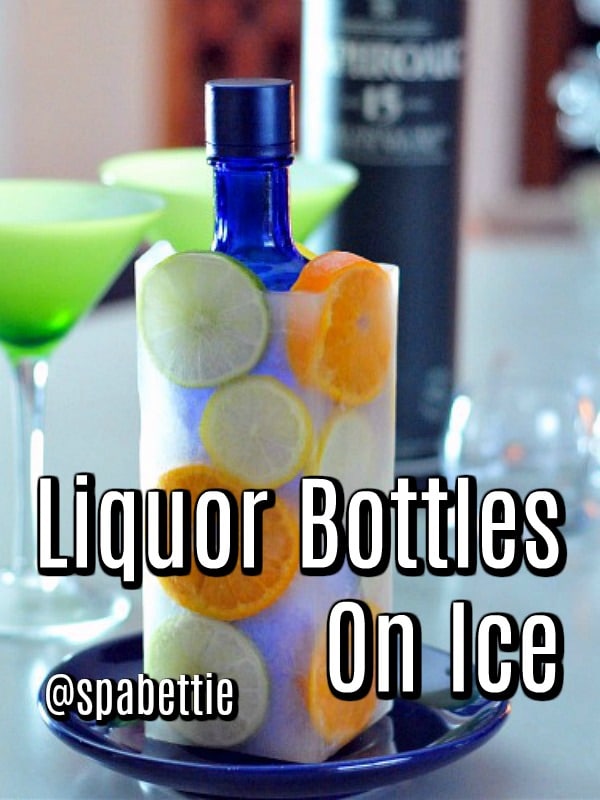 Liquor Bottles on Ice @spabettie #vodka #cocktails #party