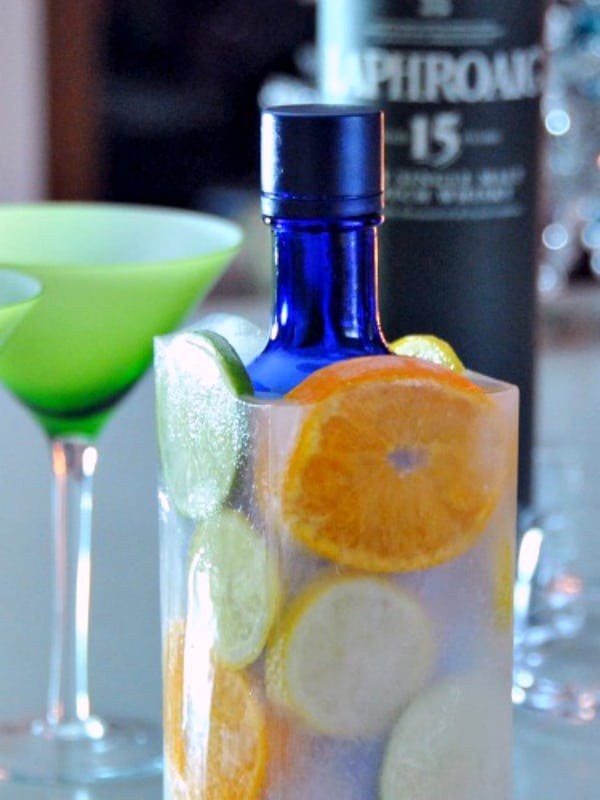 Liquor Bottles on Ice @spabettie #vodka #cocktails #party