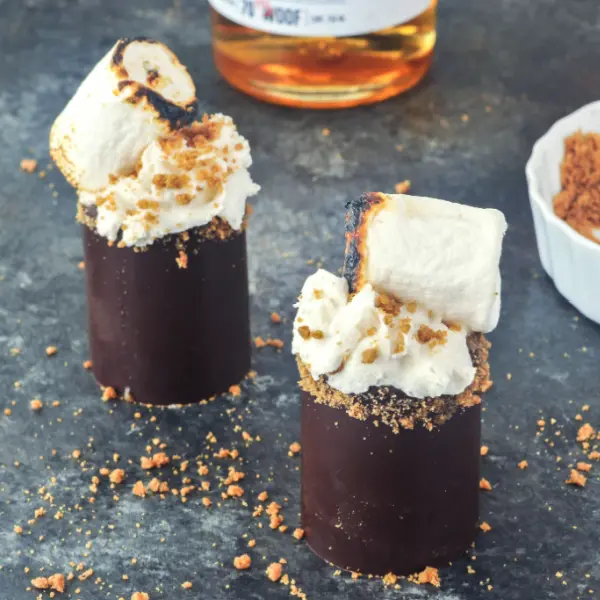 S'mores Shots in Chocolate Glasses