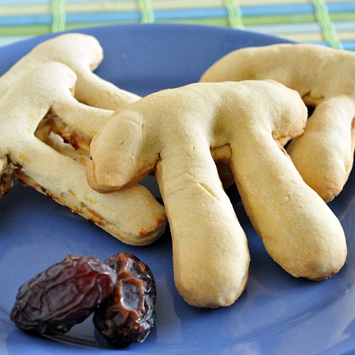 Lavender Date Goat Cheese Hand Pies shaped like the Pi symbol