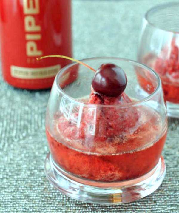 Cherry Sorbet Champagne Floats