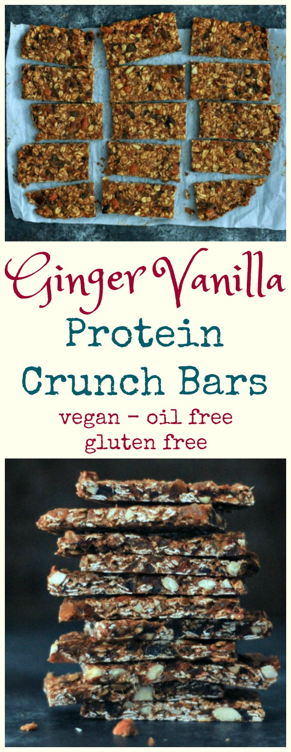 Ginger Vanilla Protein Crunch Bars on parchment