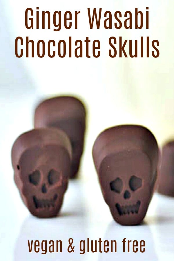 Ginger Wasabi Filled Chocolate Skulls @spabettie #vegan #glutenfree #chocolate #Halloween #candy