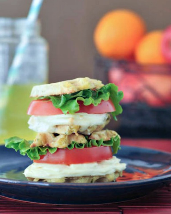 Grilled Cheese Wafflewich Sliders stacked high on a plate
