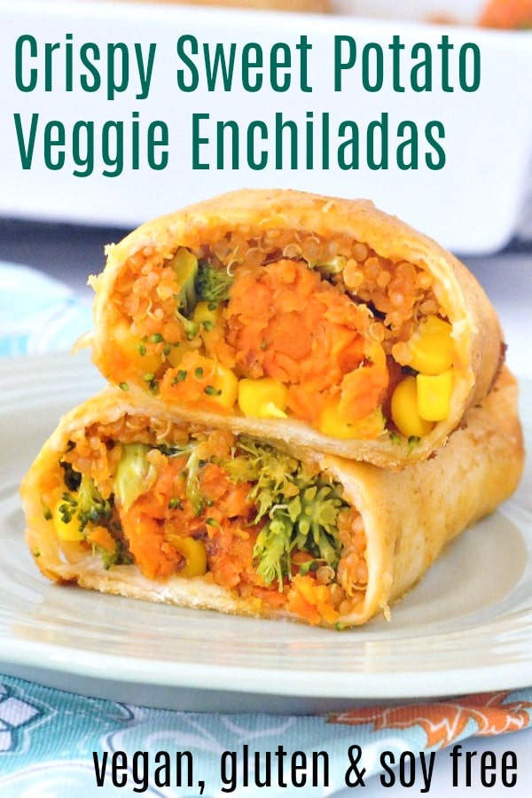 Crispy Sweet Potato Veggie Enchiladas @spabettie #vegan #glutenfree #soyfree #comfortfood