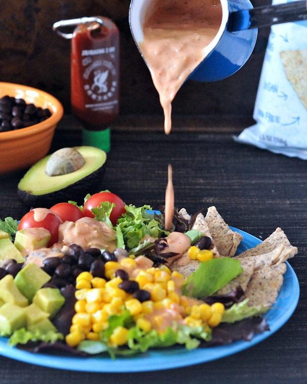 Santa Fe Taco Salad with Cool Salsa Ranch @spabettie #vegan #oilfree #glutenfree