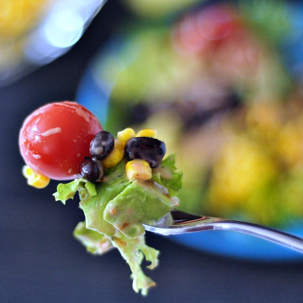 Santa Fe Taco Salad with Cool Salsa Ranch @spabettie #vegan #oilfree #glutenfree