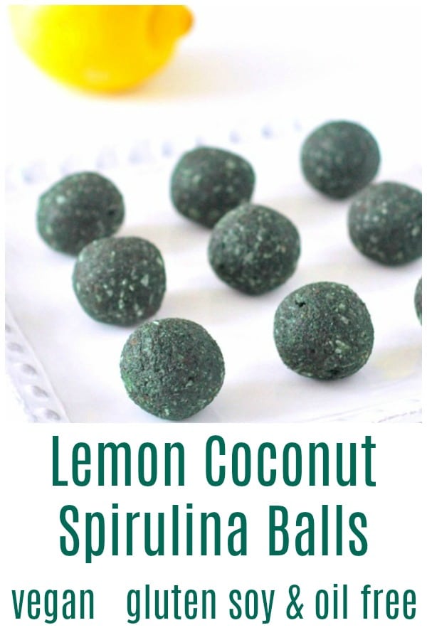 Lemon Coconut Spirulina Balls @spabettie #vegan #glutenfree #oilfree #soyfree #dairyfree #snacks
