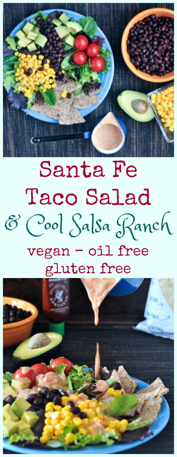 Santa Fe Taco Salad with Cool Salsa Ranch @spabettie #vegan #oilfree #glutenfree