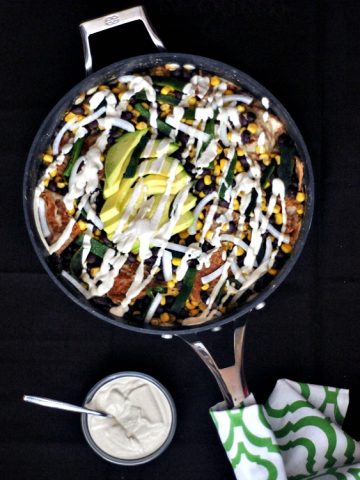Fire Roasted Poblano Chilaquiles with Spicy Cumin Cream @spabettie