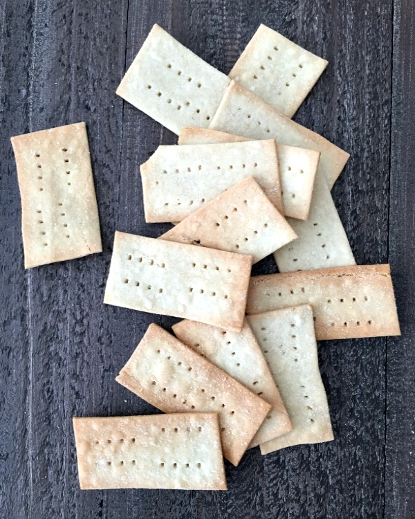 pile of Salt and Vinegar Crackers on a board