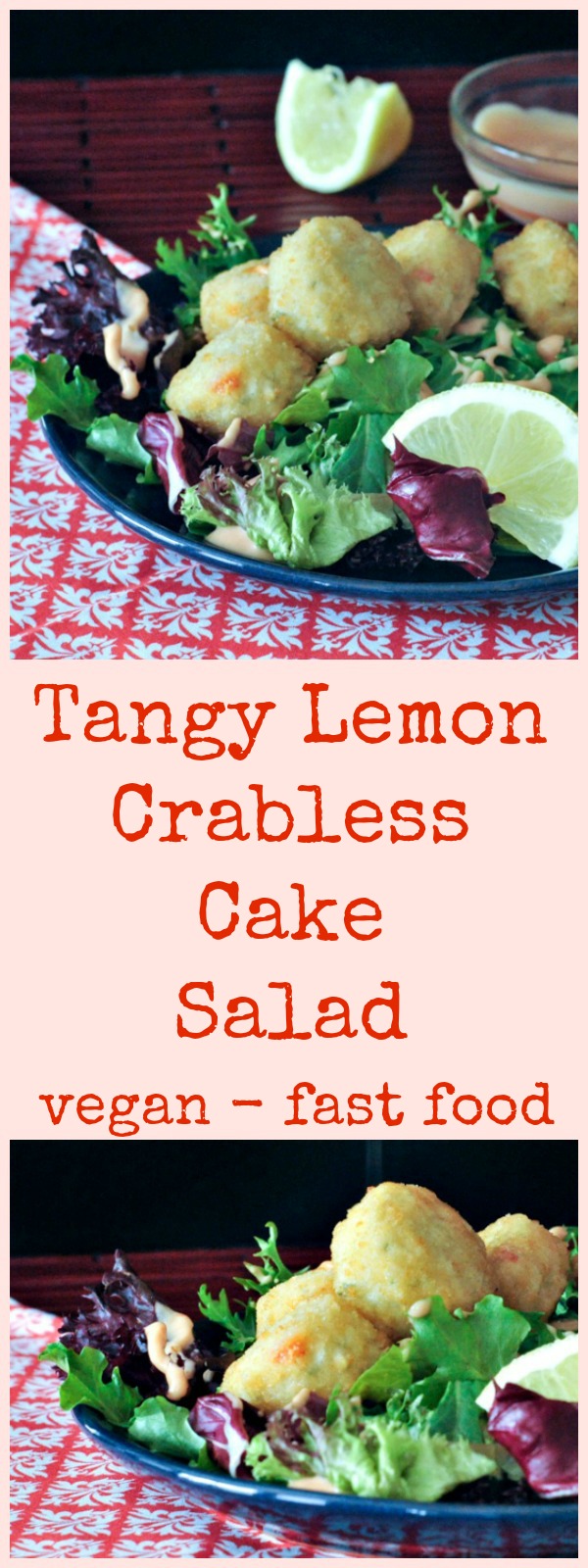 Tangy Lemon Crabless Cake Salad @spabettie #vegan #dairyfree #easy