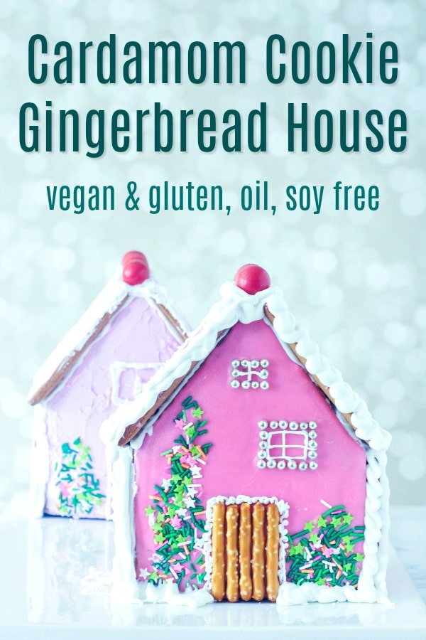 Cardamom Protein Cookie Gingerbread House @spabettie #vegan #oilfree #soyfree #glutenfree #holiday #cookie