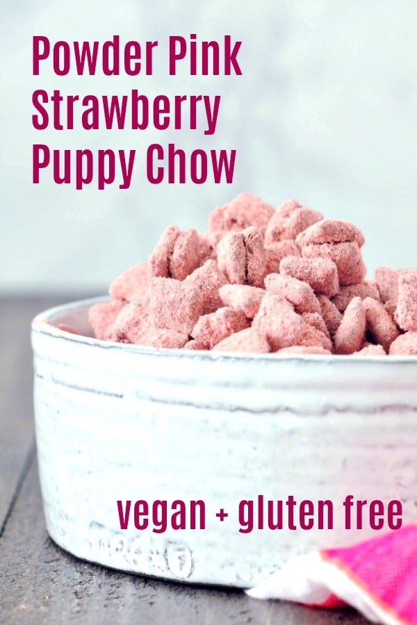 Powder Pink Strawberry Puppy Chow @spabettie #vegan #glutenfree #valentines #dessert