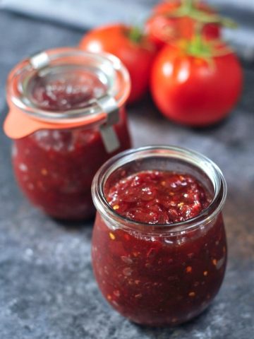 Easy Tomato Refrigerator Jam @spabettie #vegan #glutenfree #oilfree #jam