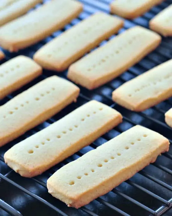 a cooling rack filled with homemade shortbread