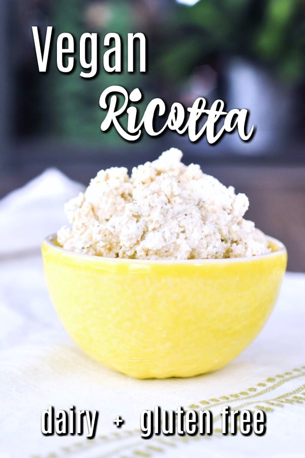 Vegan Ricotta Cheese in a bright yellow bowl
