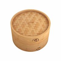 10 Inch Natural Bamboo Steamer 2 Tiers + Lid + 50 Wax Papers, 2 Pair Chopsticks