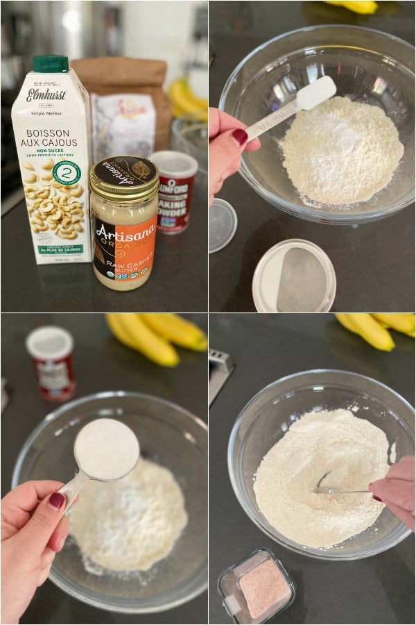 how to make peanut butter bread: step by step mixing of dry ingredients