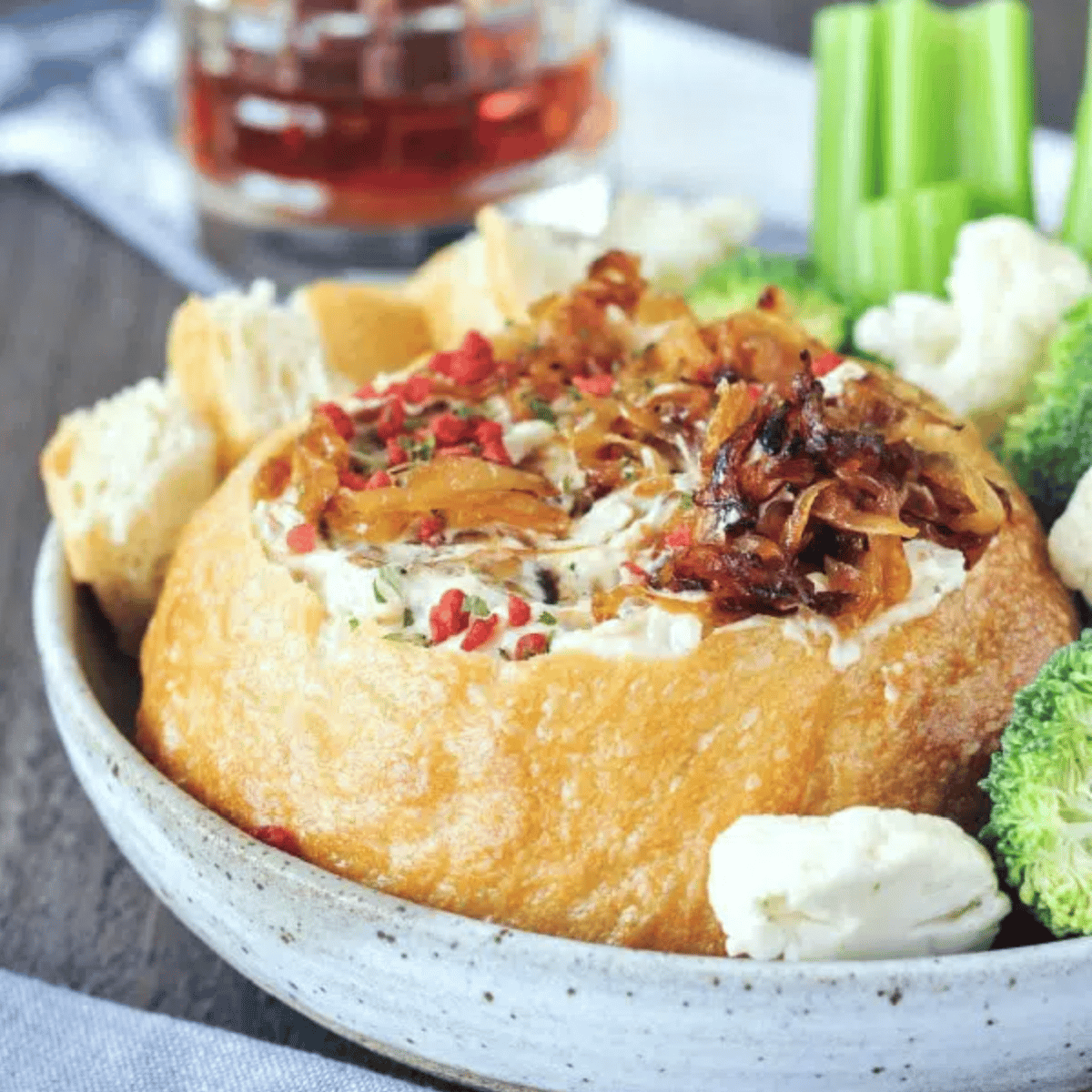 Warm Caramelized Onion Bacon Dip