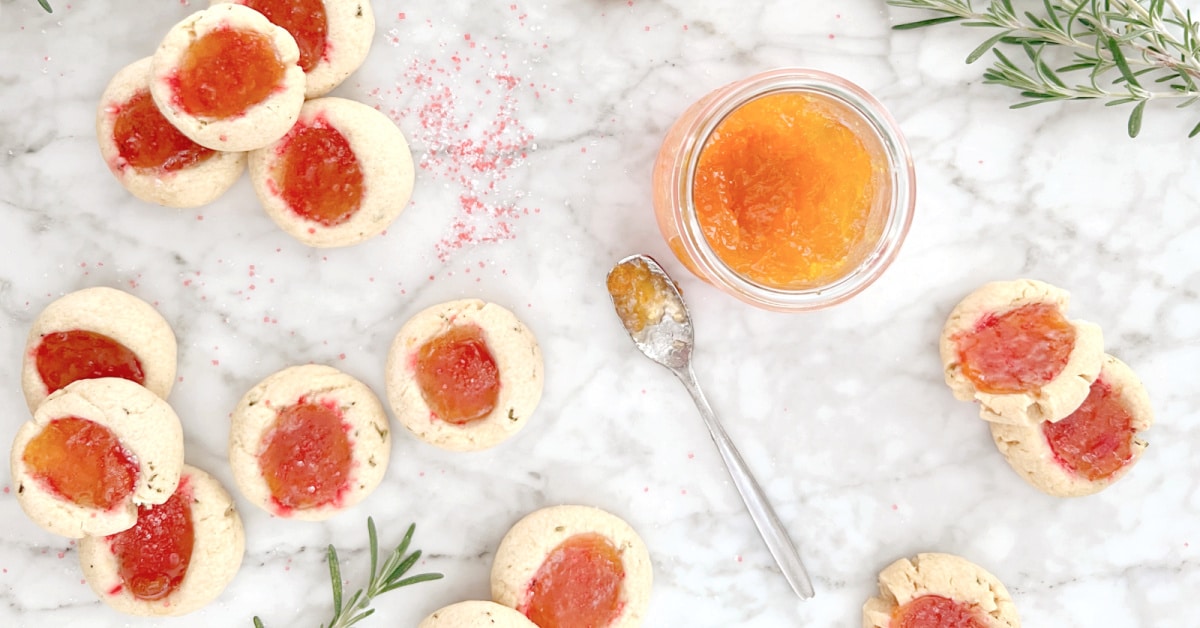 Apricot Rosemary Thumbprint Cookies