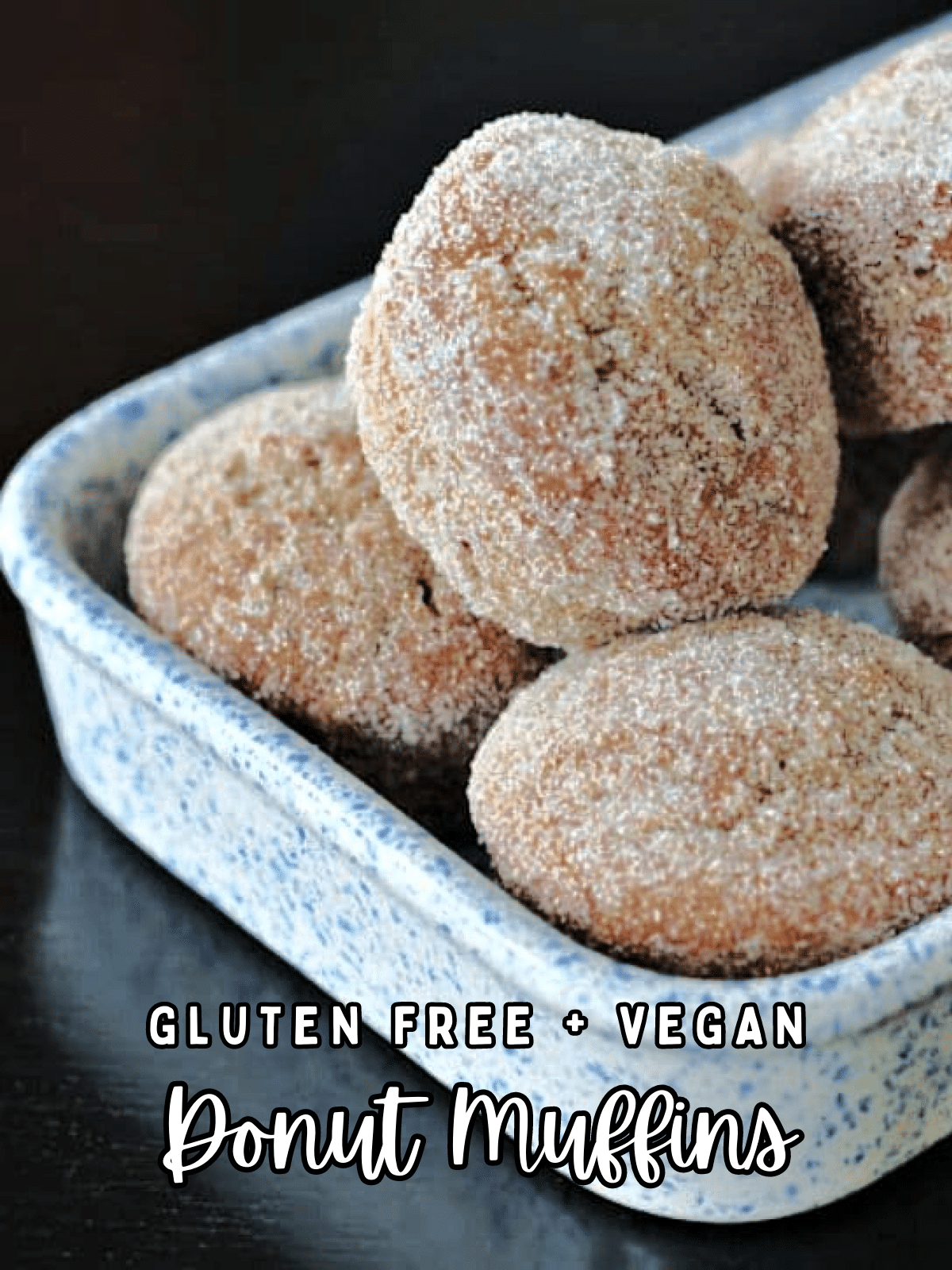 Sugar coated "donut muffins" in a shallow walled dish.