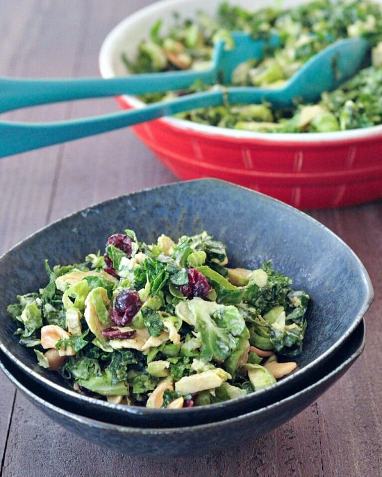 Lemony Brussels and Kale Chiffonade Salad