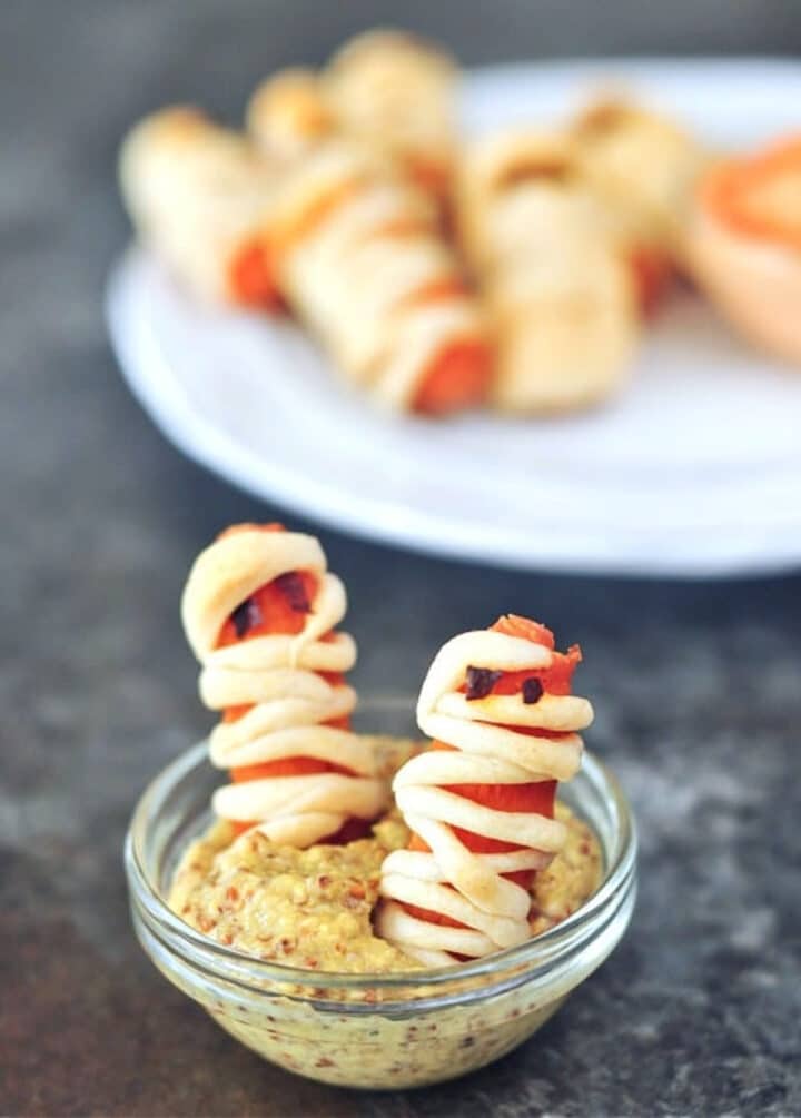 Mini Carrot Hot Dog Mummies
